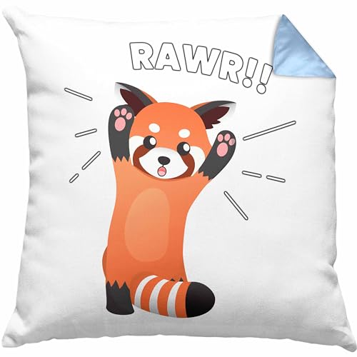 Trendation - Roter Panda Kissen Rawr Kinder Geschenkidee für Jungs Mädchen Lustige Grafik Dekokissen mit Füllung 40x40 (Blau) von Trendation