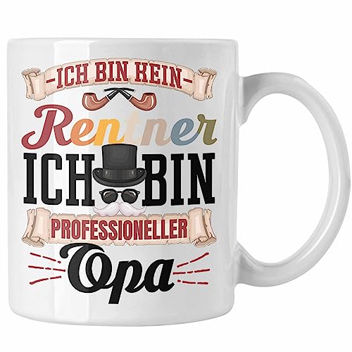 Trendation - Ruhestand Opa Tasse Geschenk Rentner Geschenkidee Lustig Großvater Beste Opa Vatertag Rente (Weiß) von Trendation