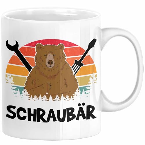 Trendation - Schraubär Tasse Geschenk Schrauber KFZ Mechaniker Mechatroniker Geschenkidee Schrauben Handwerker Papa Onkel Chef (Weiß) von Trendation