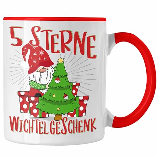 Trendation - Schrott-Wichtelgeschenk für Frauen Kollegen Geschenk Wichteln Weihnachten 5 Sterne Wichtelgeschenk Geschenkidee Schrottwichteln (Rot) von Trendation