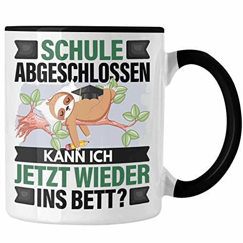 Trendation - Schule Abgeschlossen Abi 2023 Tasse Geschenk Lustiger Spruch Abi Bestanden Abschussprüfung Bestanden (Schwarz) von Trendation