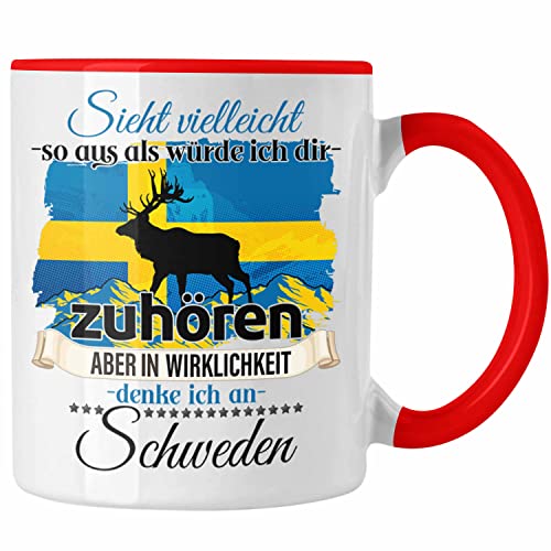 Trendation - Schweden Geschenk Tasse Schweden Liebhaber Geschenkidee Lustiger Spruch (Rot) von Trendation