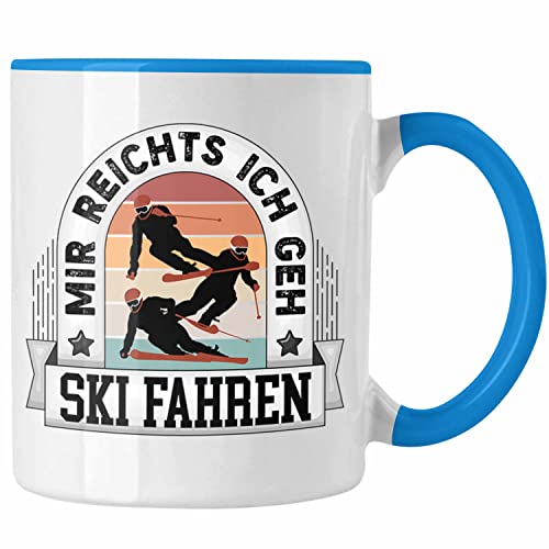 Trendation - Ski Tasse Geschenk Lustiger Spruch Mir Reichts Ich Geh Ski Fahren Becher Geschenkidee Skifahrer (Blau) von Trendation