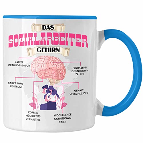 Trendation - Sozialarbeiter Tasse Lustiges Geschenk für Soziale Arbeit Spruch Becher Geburtstag Weihnachten (Blau) von Trendation