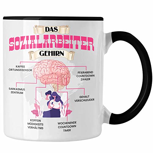 Trendation - Sozialarbeiter Tasse Lustiges Geschenk für Soziale Arbeit Spruch Becher Geburtstag Weihnachten (Schwarz) von Trendation