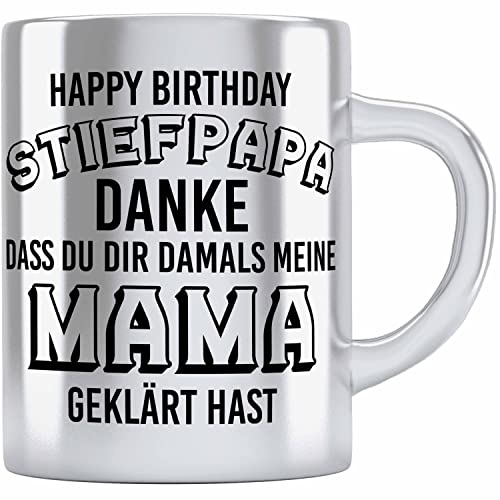 Trendation - Stiefpapa Edelstahl Tasse Spruch Geschenk Lustige Sprüche Stiefvater Geschenk Geburtstag Geburtstagsgeschenk von Trendation