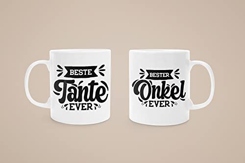 Trendation - Tante und Onkel Geschenk Tasse Set Kaffeetassen Geschenke Weihnachten (Weiß) von Trendation