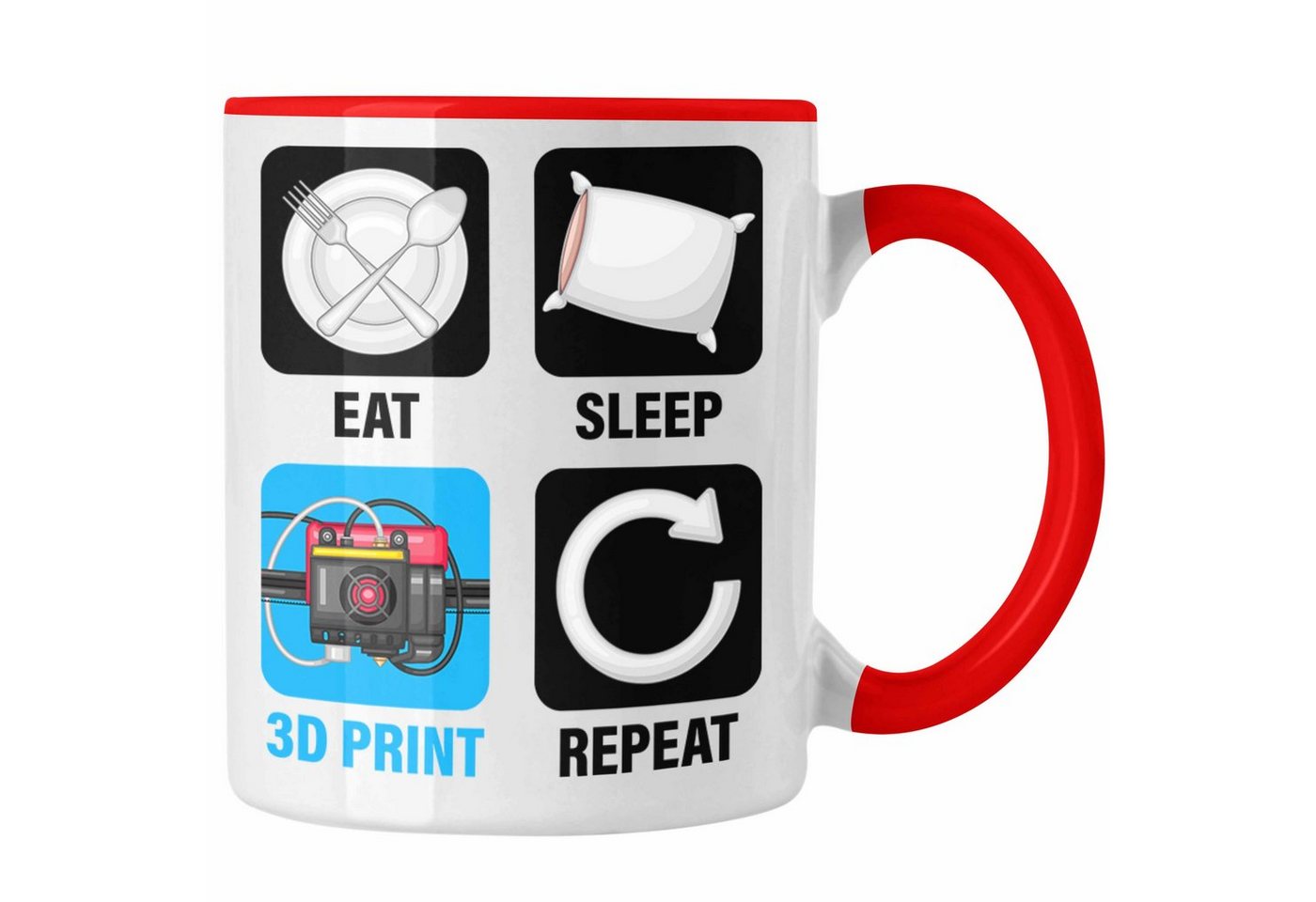 Trendation Tasse 3D Drucker Tasse Geschenk für 3D Printing Eat Sleep 3D Print Repeat Mä von Trendation