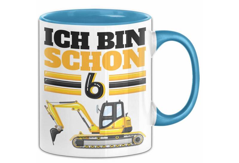 Trendation Tasse 6. Geburtstag Geschenk Tasse Becher Jungs Bagger Ich Bin Schon 6 von Trendation