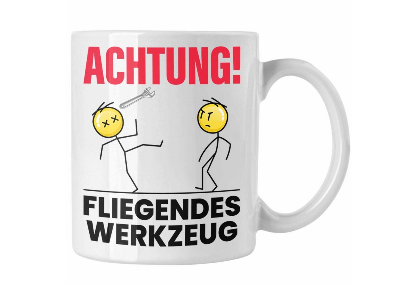 Trendation Tasse Achtung Fliegendes Werkzeug Tasse Geschenk KFZ Mec von Trendation