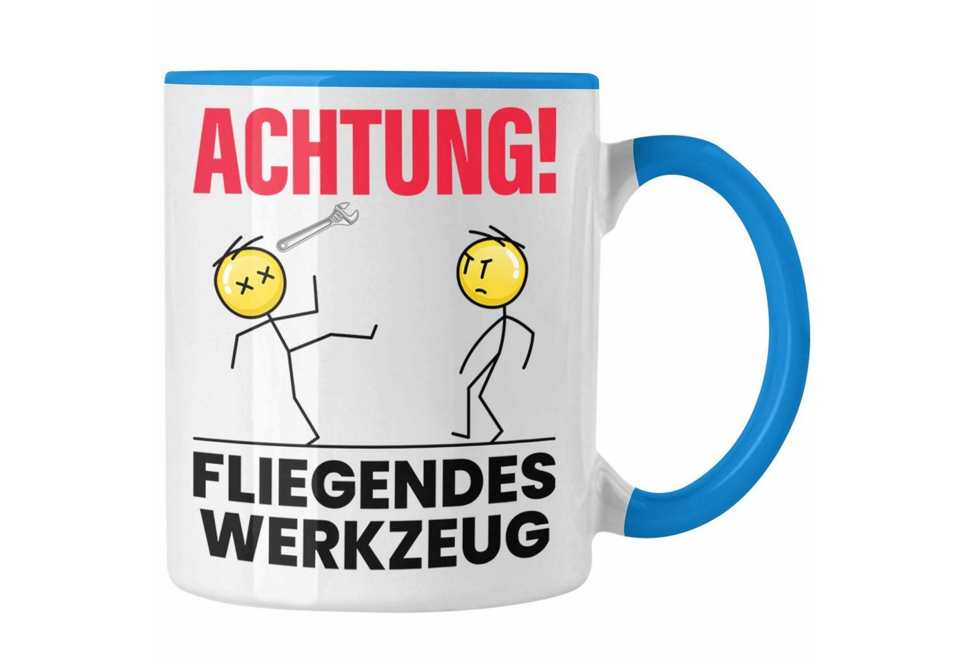 Trendation Tasse Achtung Fliegendes Werkzeug Tasse Geschenk KFZ Mec von Trendation