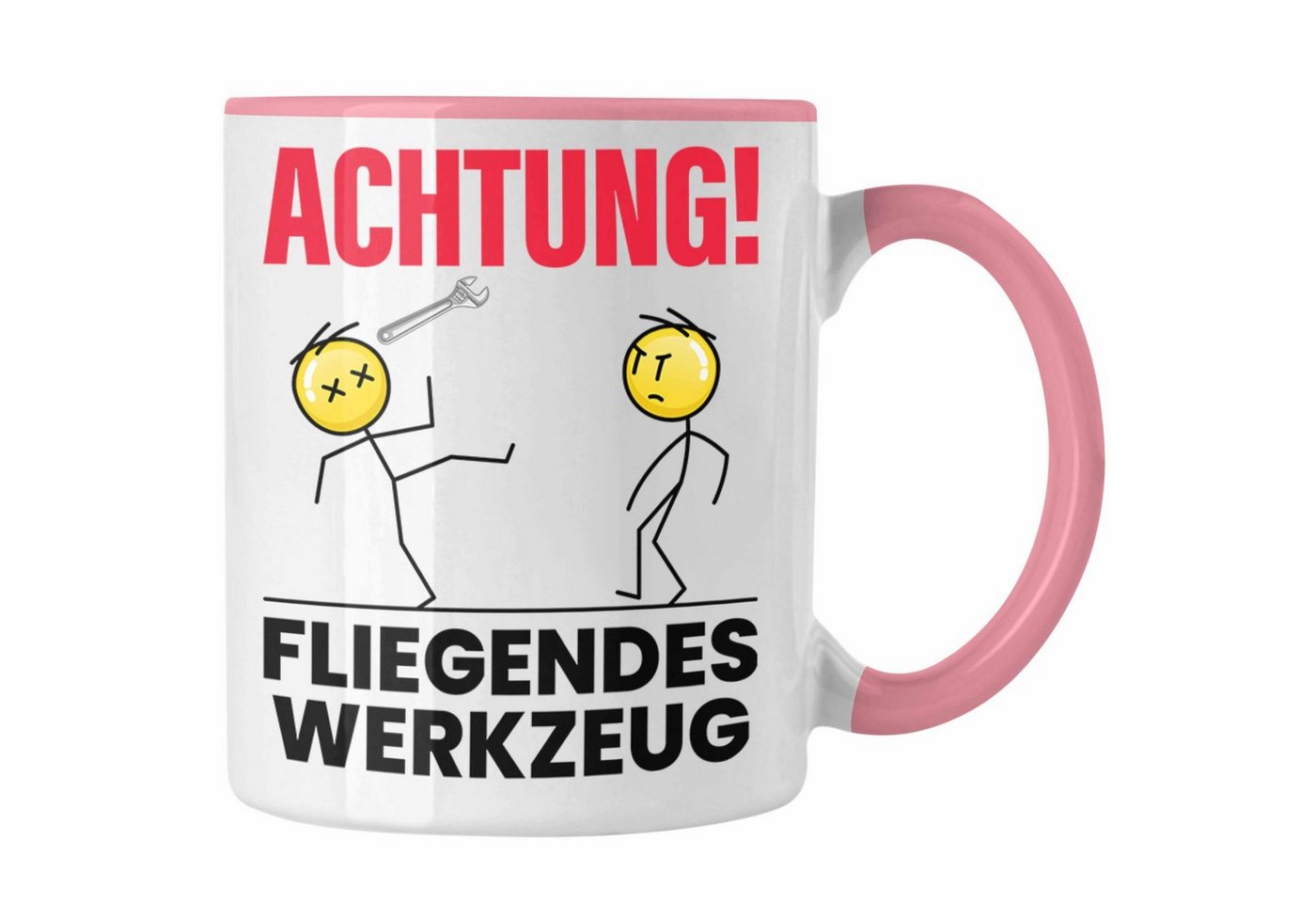 Trendation Tasse Achtung Fliegendes Werkzeug Tasse Geschenk KFZ Mec von Trendation