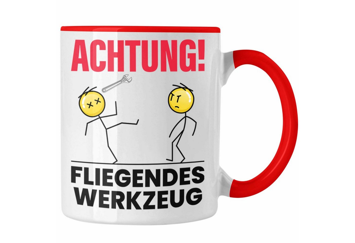 Trendation Tasse Achtung Fliegendes Werkzeug Tasse Geschenk KFZ Mec von Trendation