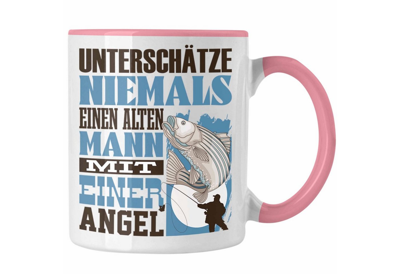 Trendation Tasse Angel Tasse Geschenk für Angler Fischer Lustiger Spruch Unterschätze von Trendation