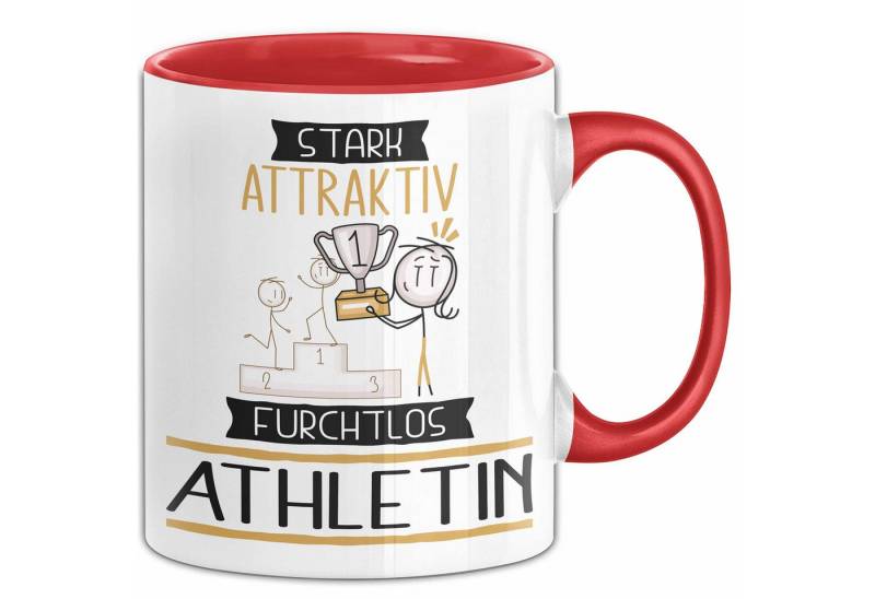Trendation Tasse Athletin Tasse Geschenk Becher Stark Attraktiv Furchtlos Athletin Lu von Trendation