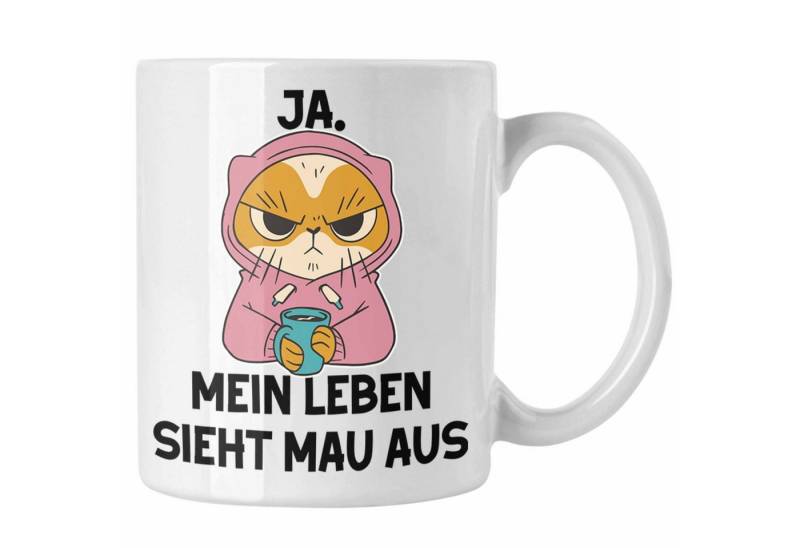 Trendation Tasse Dank Meme Tasse Katzen Besitzer Wortspiel Ja Mein Leben Sieht Mau Aus von Trendation