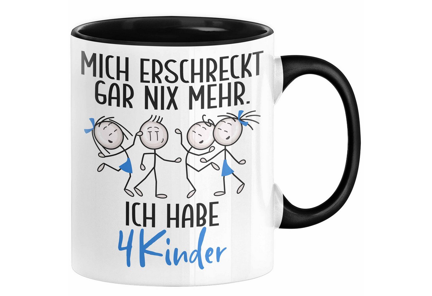 Trendation Tasse Eltern Mutter Vater Tasse Geschenk von 4 Kindern Lustige Geschenkidee von Trendation