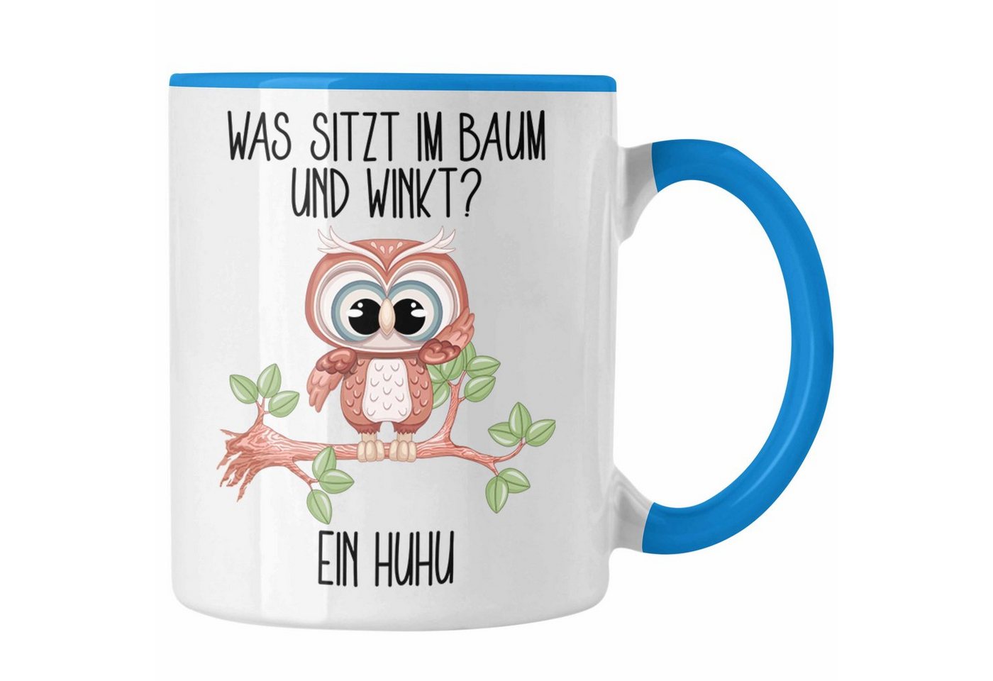 Trendation Tasse Eule Tasse Geschenk Uhu Tasse Lustiger Spruch Was Sitzt Im Baum Und Wi von Trendation