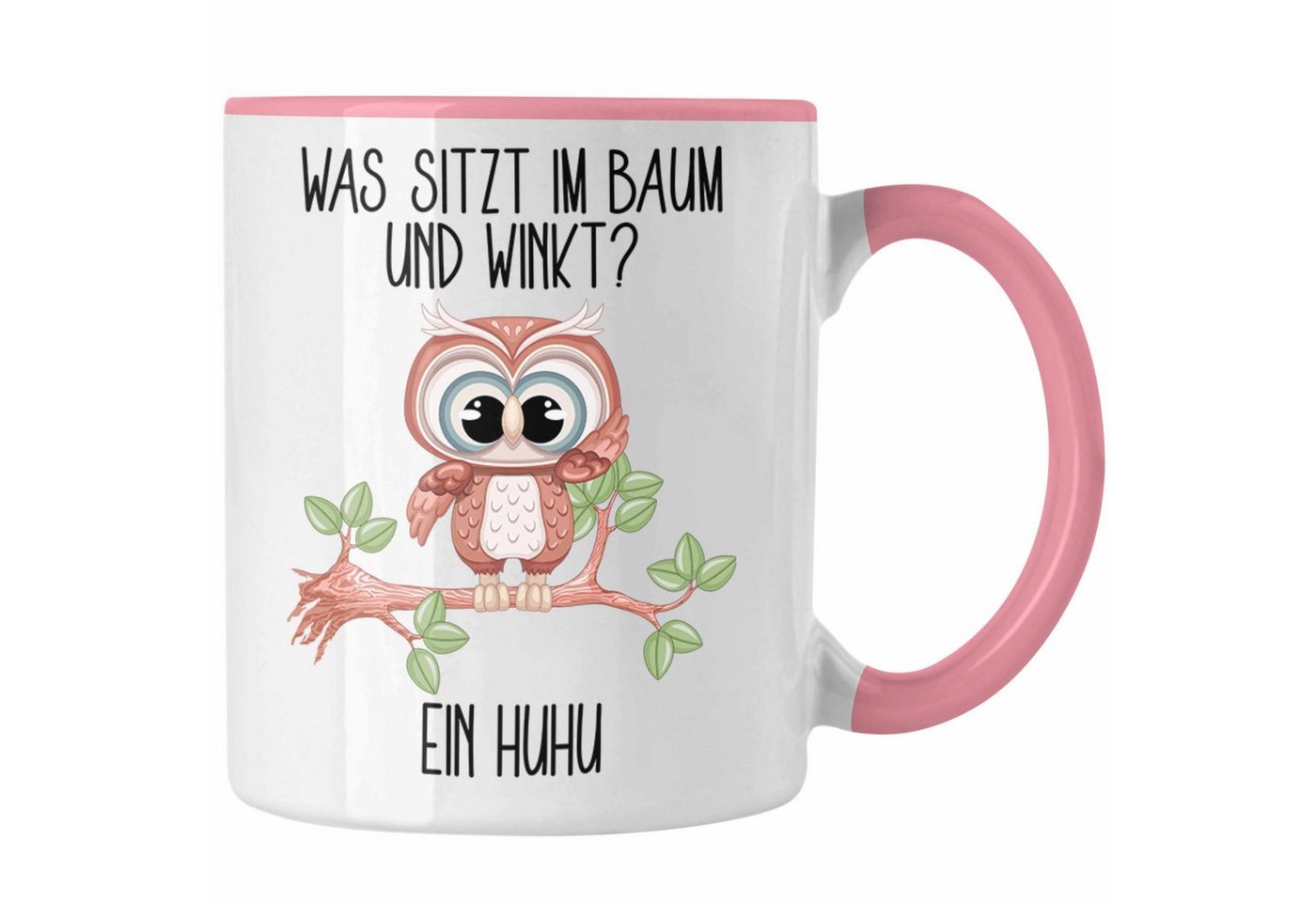 Trendation Tasse Eule Tasse Geschenk Uhu Tasse Lustiger Spruch Was Sitzt Im Baum Und Wi von Trendation