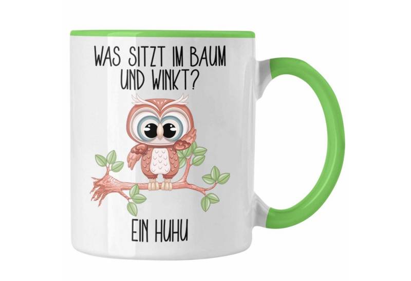 Trendation Tasse Eule Tasse Geschenk Uhu Tasse Lustiger Spruch Was Sitzt Im Baum Und Wi von Trendation