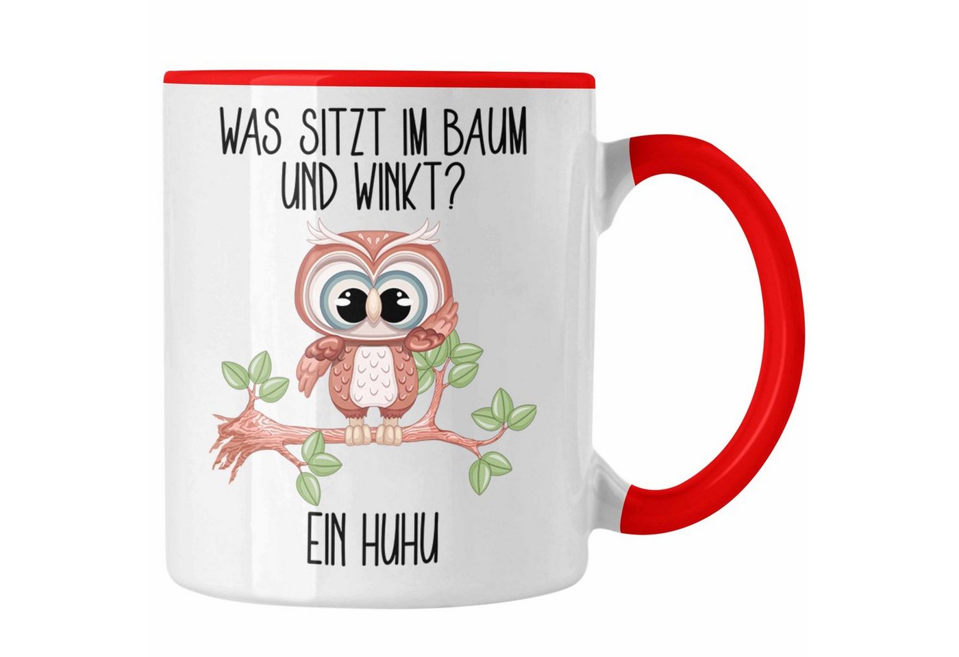 Trendation Tasse Eule Tasse Geschenk Uhu Tasse Lustiger Spruch Was Sitzt Im Baum Und Wi von Trendation