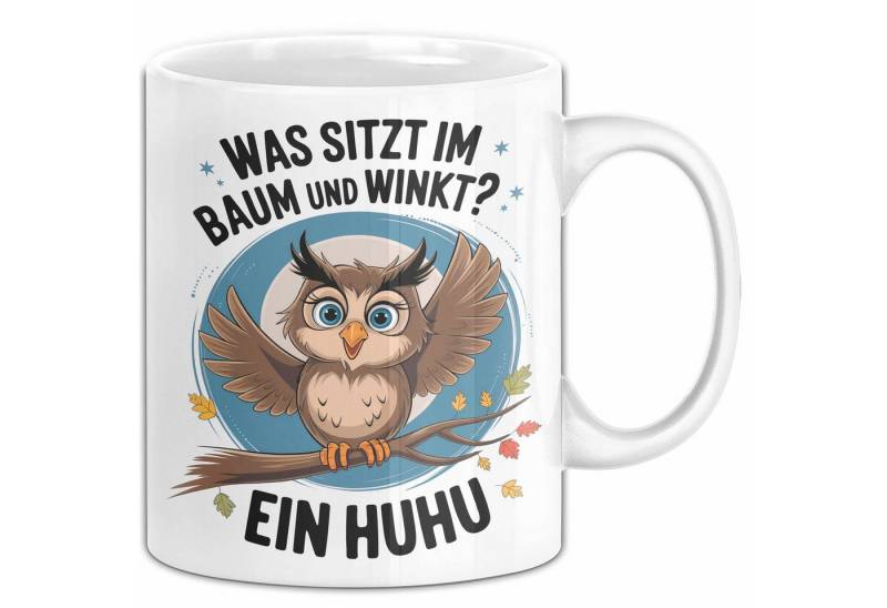 Trendation Tasse Eule Tier Sarkasmus Tasse Geschenk Was sitzt im Baum Vogel Geschenki von Trendation