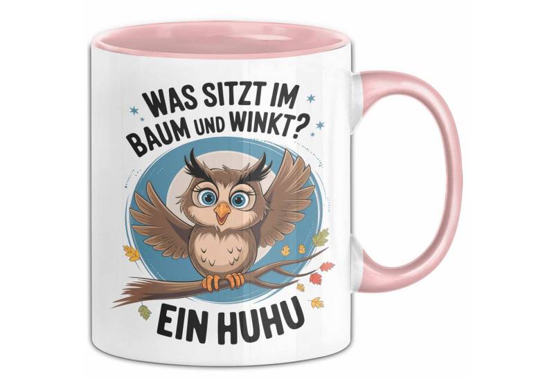 Trendation Tasse Eule Tier Sarkasmus Tasse Geschenk Was sitzt im Baum Vogel Geschenki von Trendation