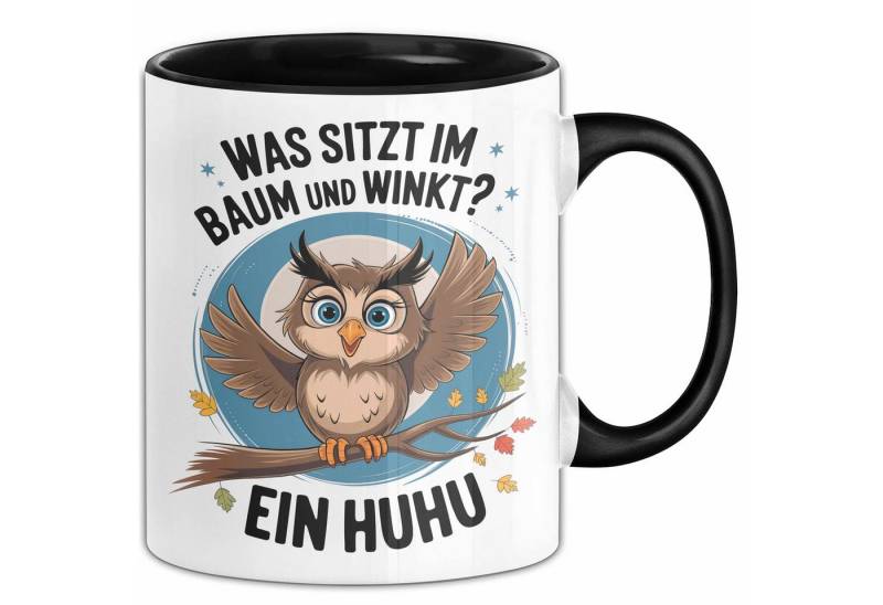 Trendation Tasse Eule Tier Sarkasmus Tasse Geschenk Was sitzt im Baum Vogel Geschenki von Trendation