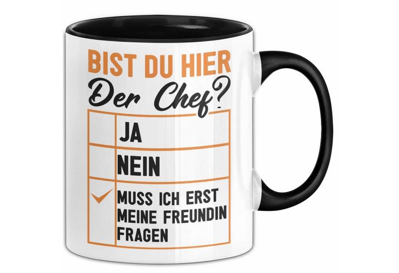 Trendation Tasse Freund Geschenk Tasse Valentinstag Geschenkidee Du Hier Der Chef Muss von Trendation