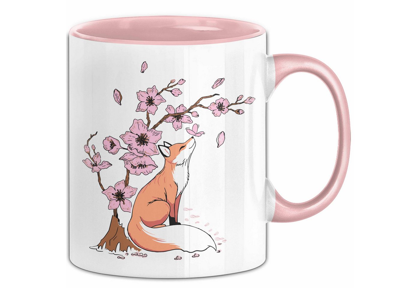 Trendation Tasse Fuchs Tasse Geschenk Fox Japanese Kirschblüte Blume Vintage Fuchs Kaff von Trendation