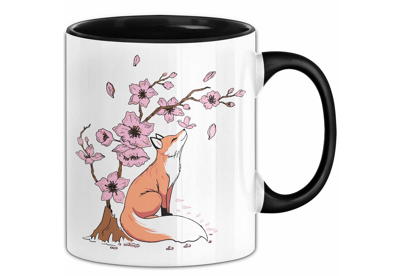 Trendation Tasse Fuchs Tasse Geschenk Fox Japanese Kirschblüte Blume Vintage Fuchs Kaff von Trendation