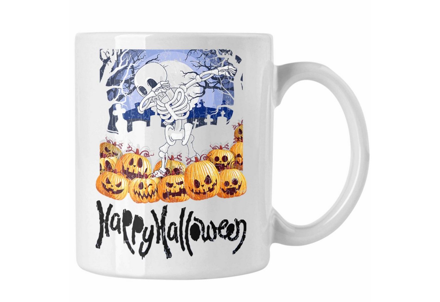 Trendation Tasse Halloween Tasse Kürbis Dekoration Becher Dabbing Skelet von Trendation