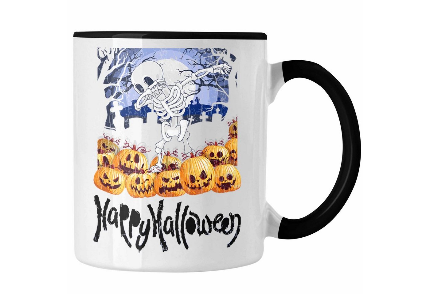 Trendation Tasse Halloween Tasse Kürbis Dekoration Becher Dabbing Skelet von Trendation