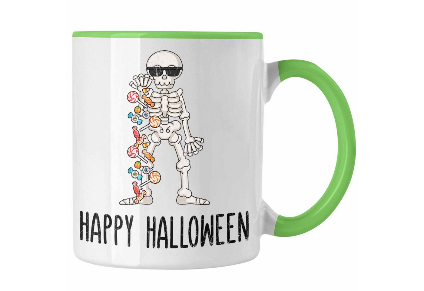 Trendation Tasse Halloween Tasse Kürbis Dekoration Becher Happy Halloween Skelet von Trendation