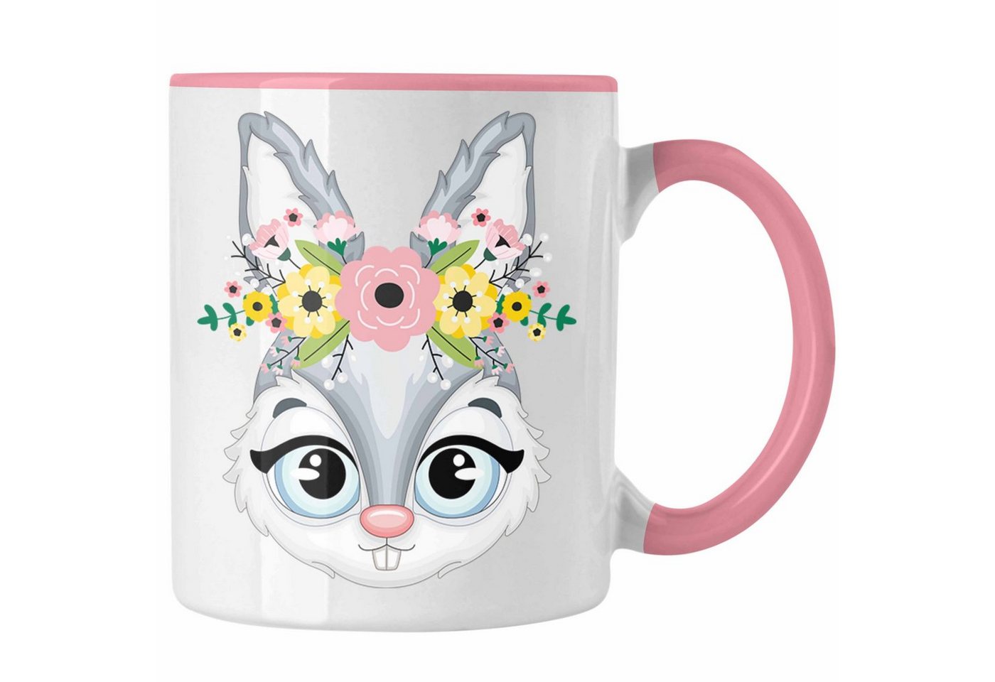 Trendation Tasse Hasen Tasse Geschenk Hasen-Besitzer Kaninchen Kinder Süße Grafik Blume von Trendation