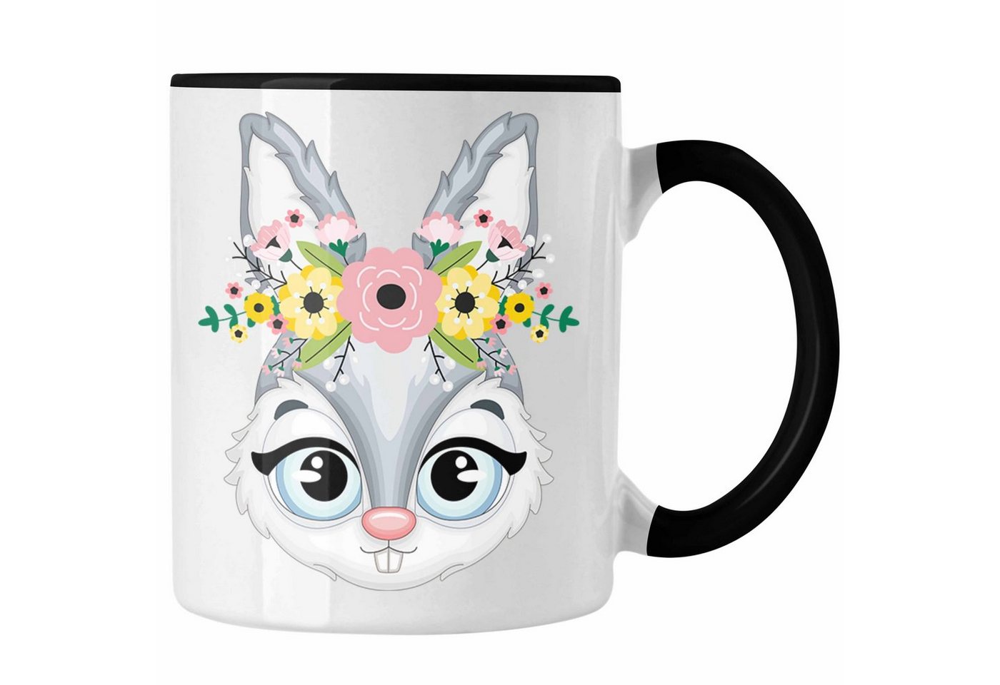 Trendation Tasse Hasen Tasse Geschenk Hasen-Besitzer Kaninchen Kinder Süße Grafik Blume von Trendation