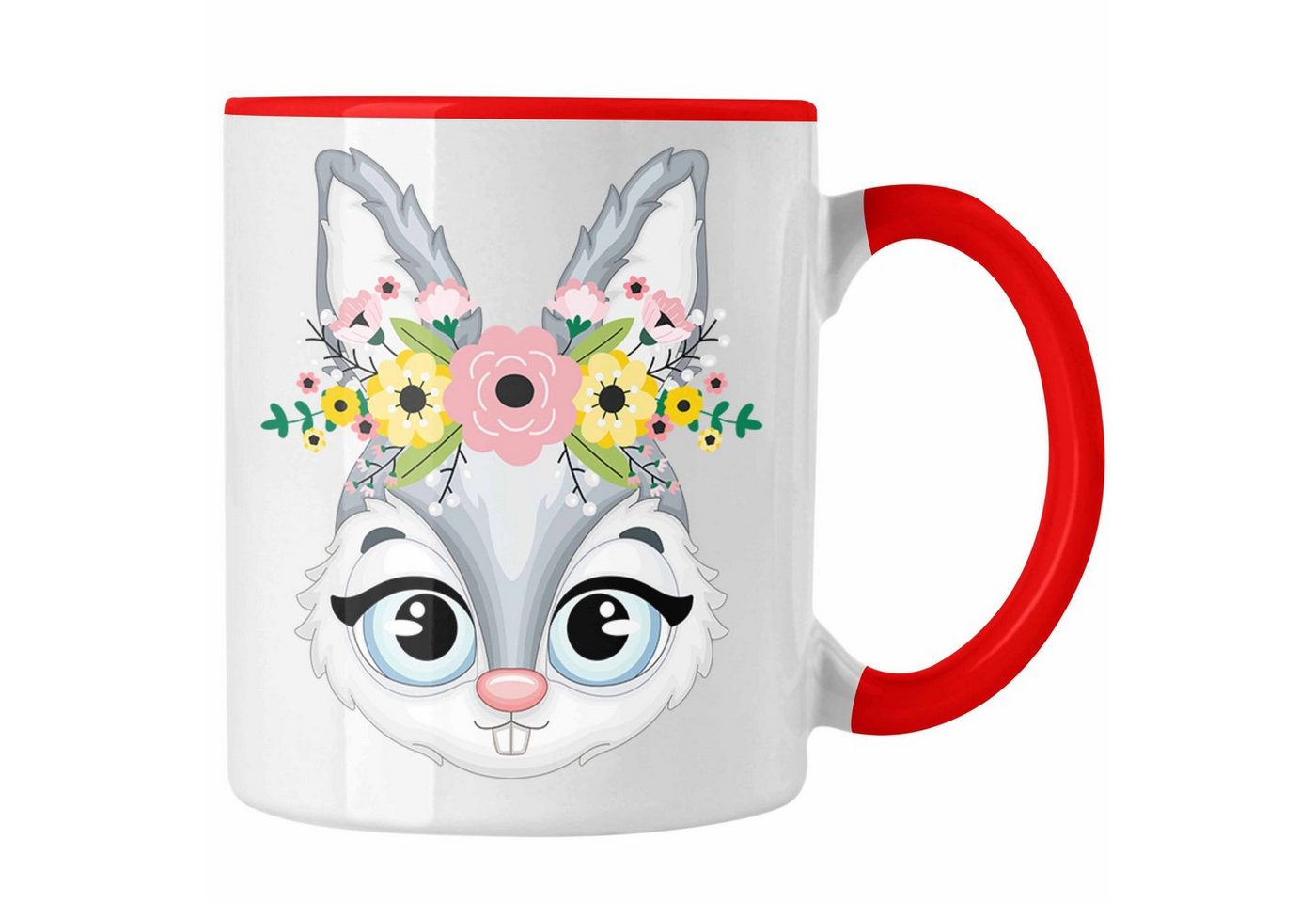 Trendation Tasse Hasen Tasse Geschenk Hasen-Besitzer Kaninchen Kinder Süße Grafik Blume von Trendation