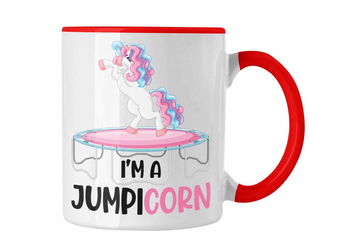 Trendation Tasse Jumpicorn Tasse Geschenk Trampolin Fitness Einhorn von Trendation