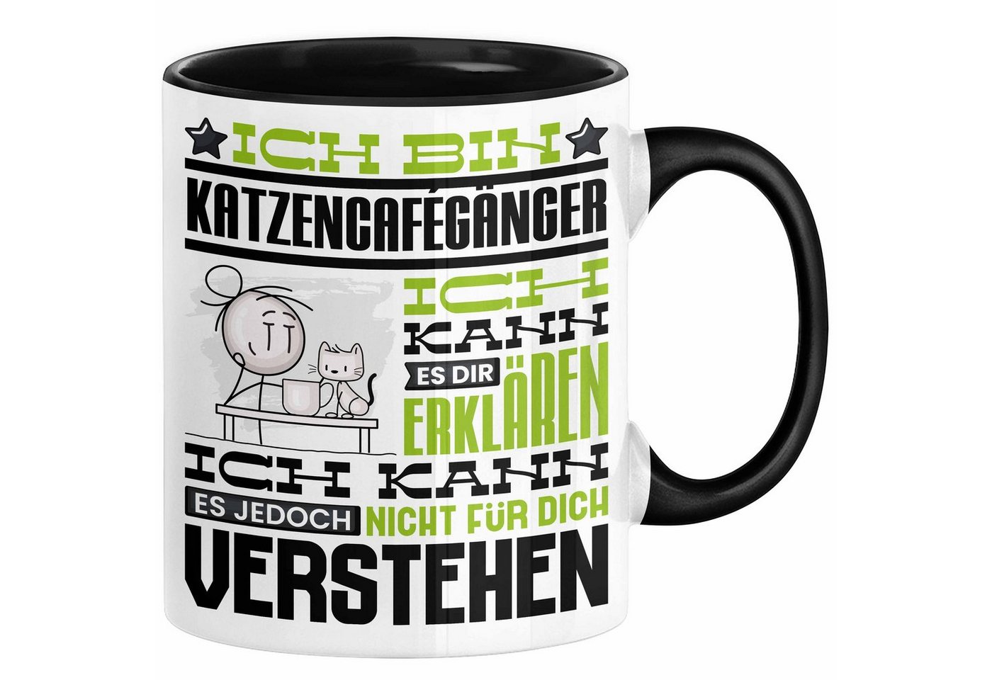 Trendation Tasse Katzencafégänger Geschenk Kaffee-Tasse Geschenkidee für Katzencafégäng von Trendation