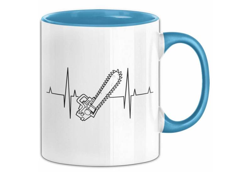Trendation Tasse Kettensäge Herzschlag Tasse Waldarbeiter Geschenk Lustige Geschenkidee von Trendation