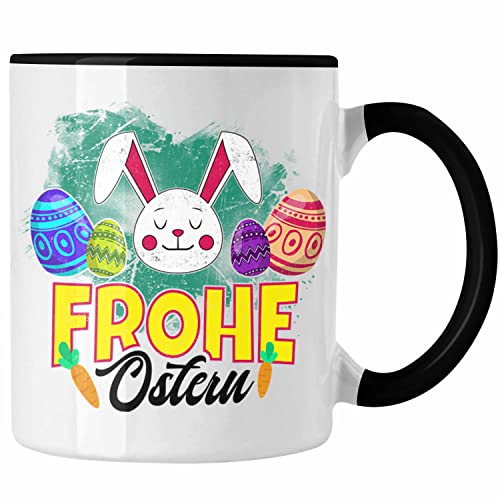 Trendation - Tasse Ostern Ostergeschenke Kinder Jugendliche Geschenke Lustige Grafik Osterhase Osterei Frohe Ostern (Schwarz) von Trendation