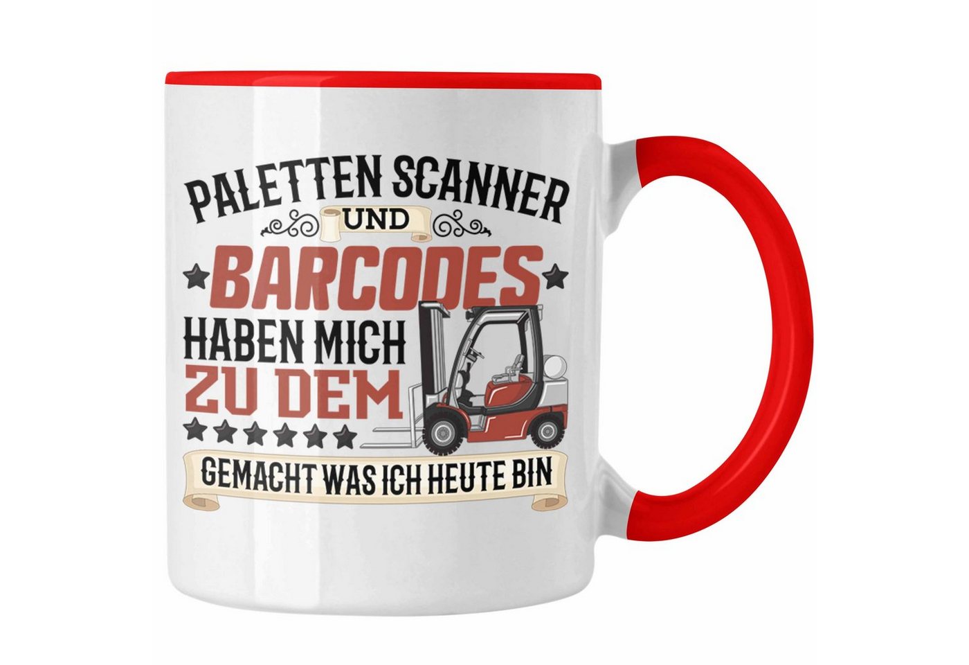 Trendation Tasse Paletten Scanner Barcodes Tasse Geschenk für Staplerfahrer Gabelstaple von Trendation