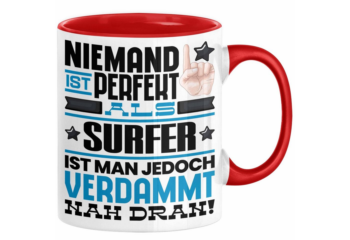 Trendation Tasse Surfer Geschenk Tasse Lustige Geschenkidee für Surfer Geburtstag Kaffe von Trendation