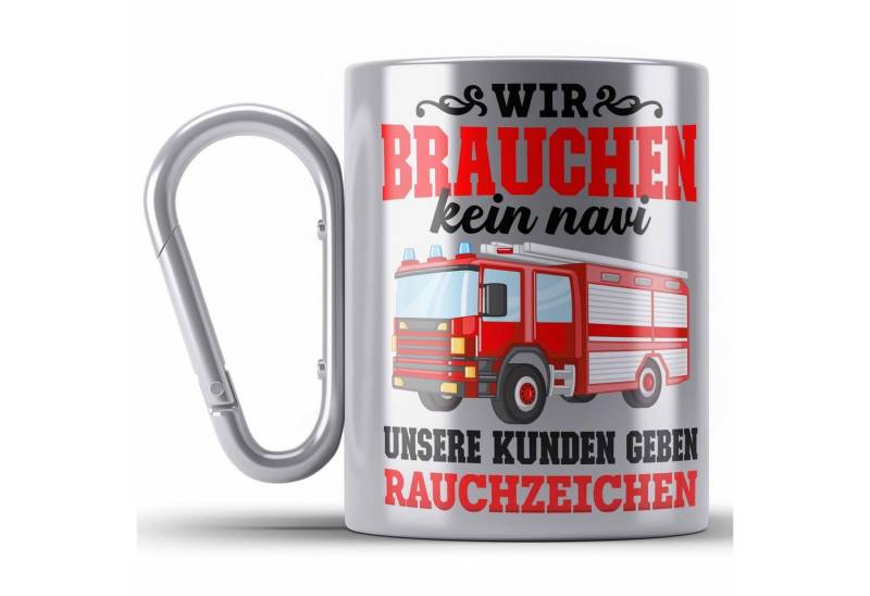 Trendation Tasse Trendation - Feuerwehr Karabiner Edelstahl Tasse Geschenk Feuerwehrges von Trendation