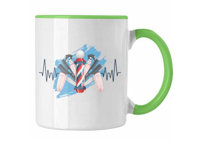 Trendation Tasse Trendation - Friseur Schere Föhn Herzschlag Tasse Geschenk für Friseur von Trendation