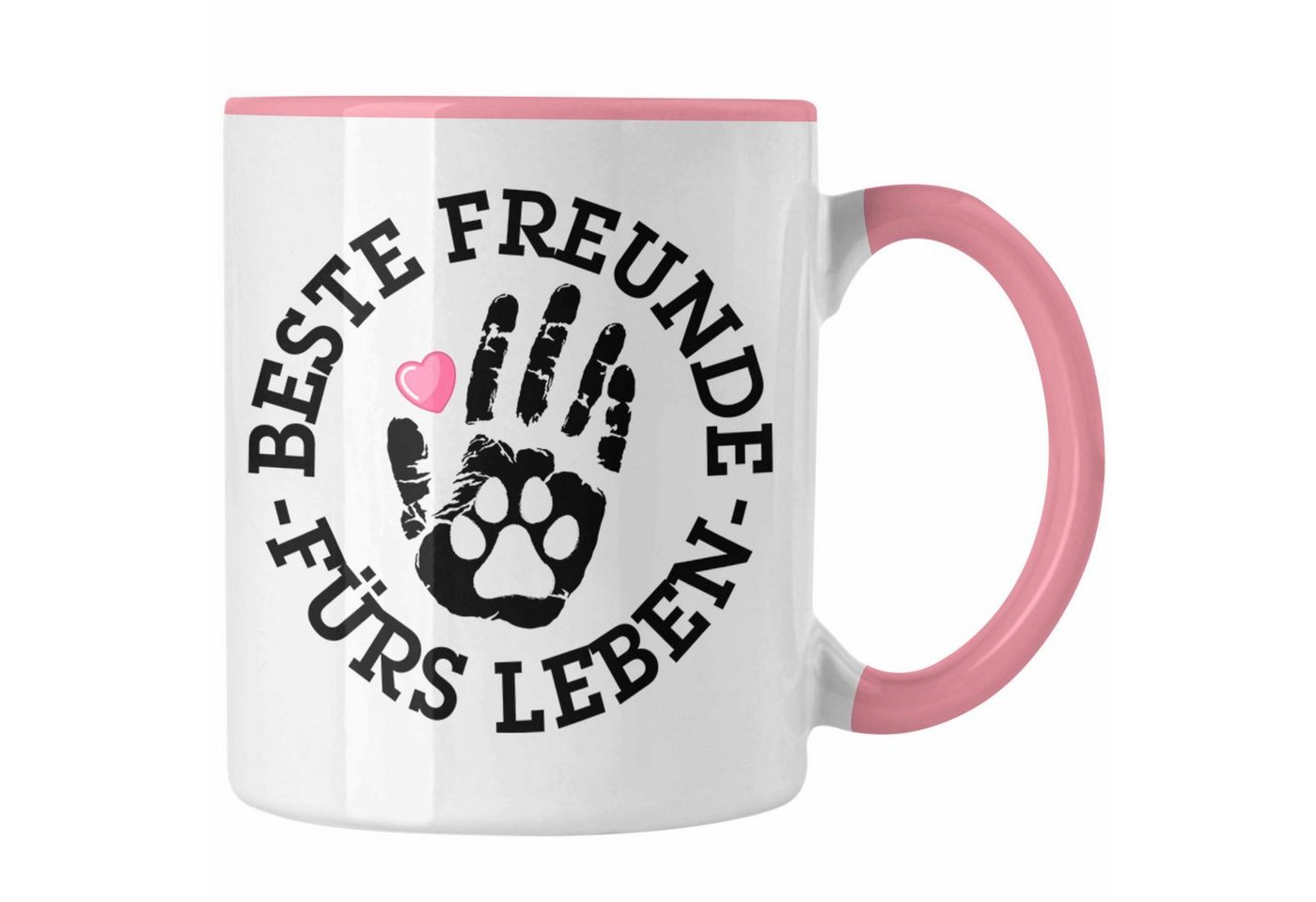 Trendation Tasse Trendation - Hund Katze Tasse Freunde Kaffeetasse Becher Hundebesitzer Katzenbesitzer Tatze Geschenkidee Pfote von Trendation