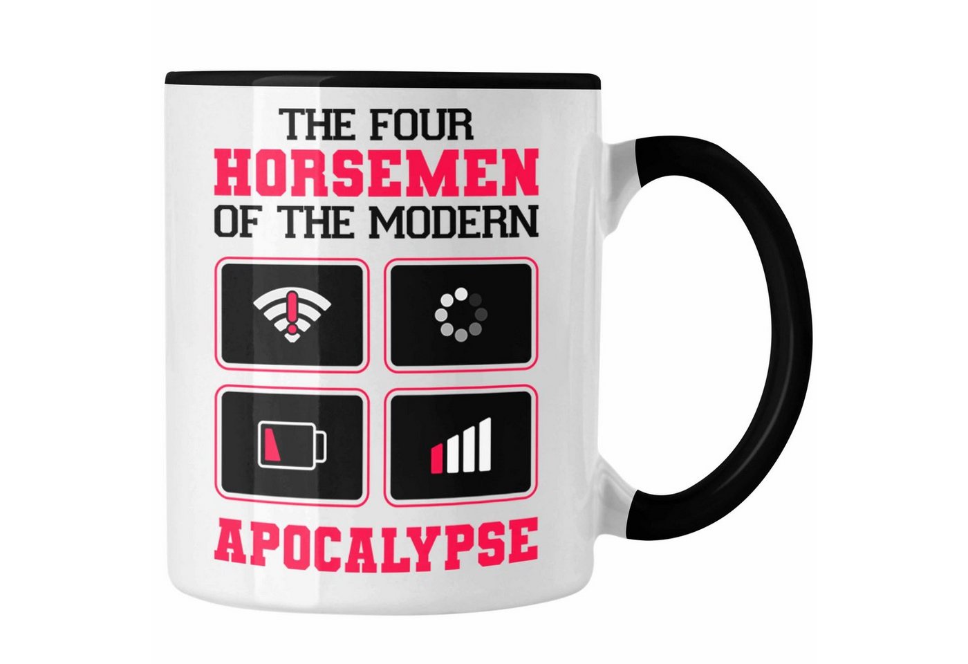 Trendation Tasse Trendation - Moderne Apocalypse Tasse Geschenk Kein WLAN Laden Symbol Akku Schwach Kein Netz von Trendation