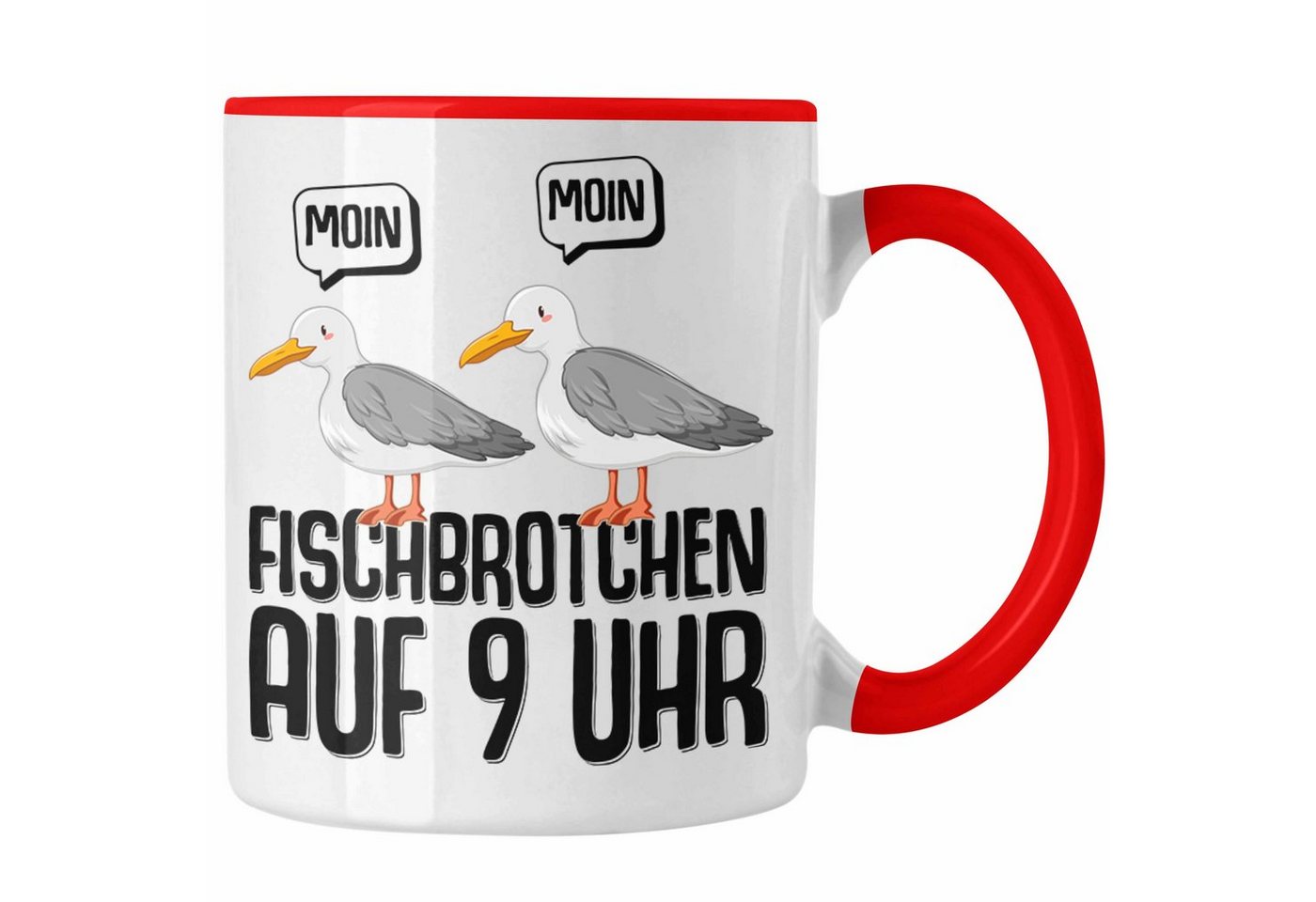 Trendation Tasse Trendation - Moin Tasse Norddeutsch Fischbrötchen Auf 9 Uhr Möwen Plattdeutsch Geschenk Norden von Trendation