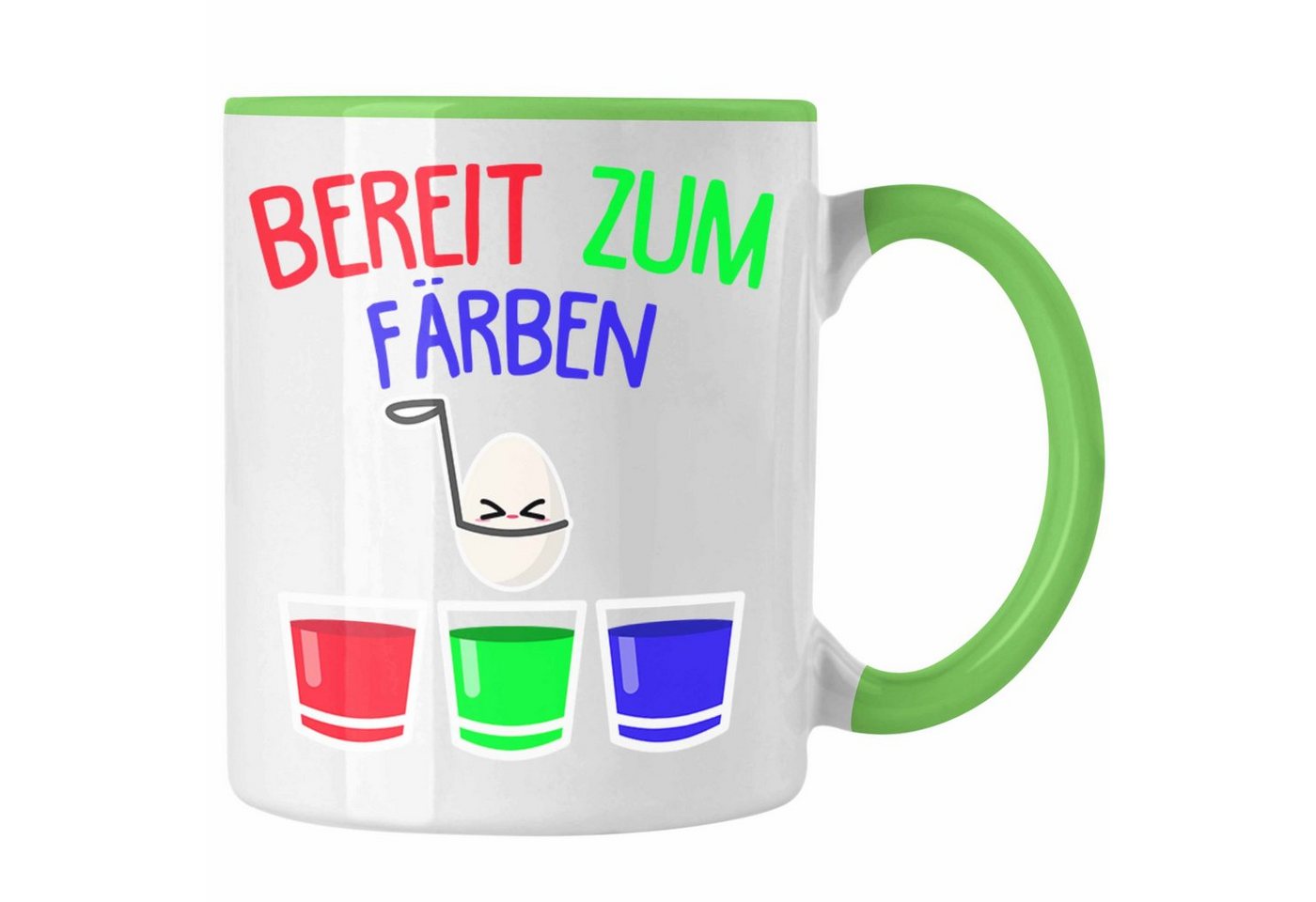 Trendation Tasse Trendation - Tasse Ostern Ostergeschenke Kinder Geschenke Lustige Grafik Osterhase Osterei Frohe Ostern Eier Färben von Trendation