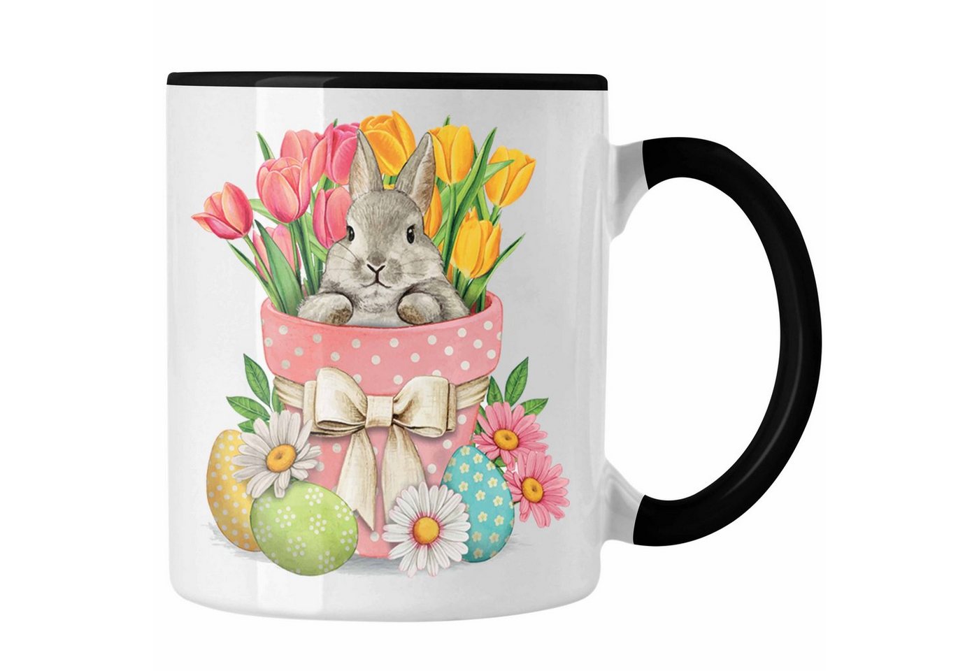 Trendation Tasse Trendation - Tasse Ostern Ostergeschenke Kinder Jugendliche Geschenke Lustige Grafik Osterhase Ostereier Tulpen von Trendation